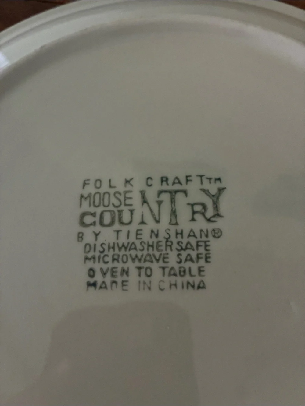 Set of 2 Folk Craft Moose Country by Tienshan Green Dinner Plates